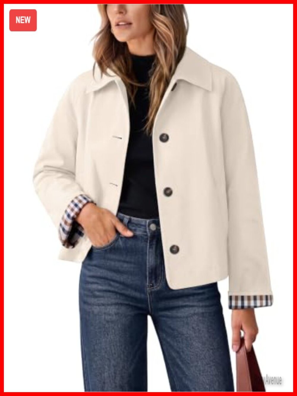 Cropped Trench Coat Oversized Lightweight Button Front Casual Jacket